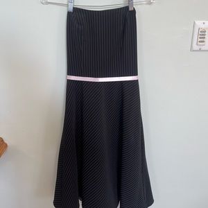dELiA*s black strapless pinstripe dress light pink ribbon Y2K circa 2002 size 3